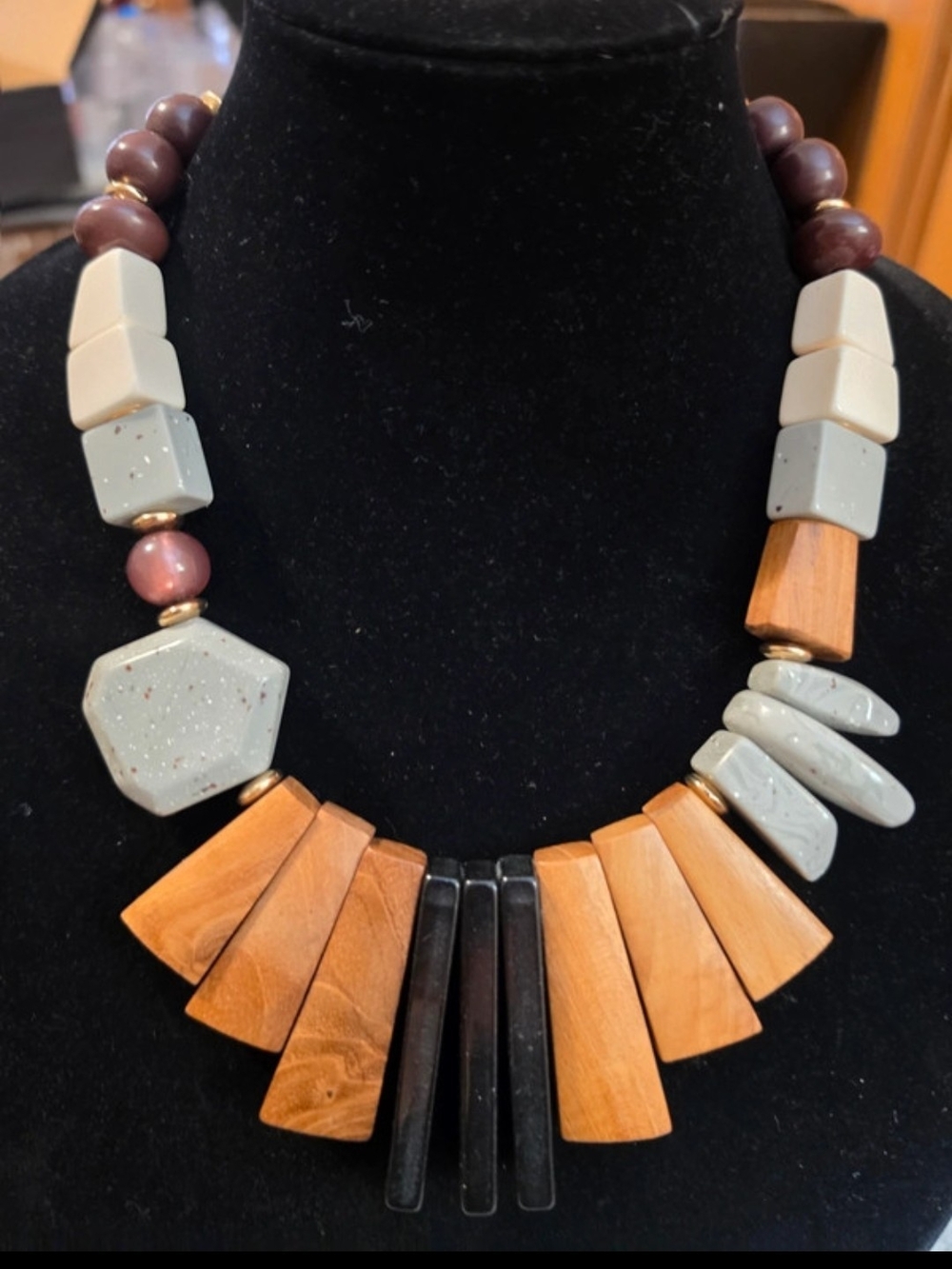Chico's Statement Necklace in Brown, Gray, Black and Cream